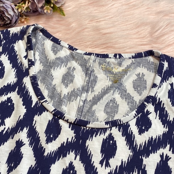 Lilly Pulitzer Bright Navy Little Fish Engineered Beacon T Shirt Dress sz XS - Picture 4 of 12